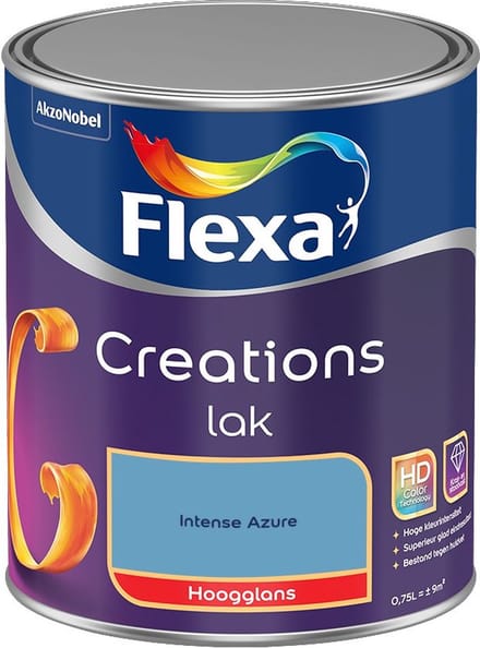 Flexa - Creations Lak Hoogglans - Intense Azure - Mengverf - 750 Ml