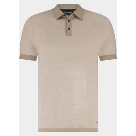 Polo Scotland Blue beige wren knitted korte mouw 3 knopen