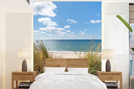 Behang - Fotobehang Duin - Gras - Zee - Strand - Breedte 165 cm x hoogte 220 cm