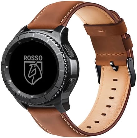 Rosso Deluxe Universeel Smartwatch/Horloge Bandje 18MM Echt Leer Bruin
