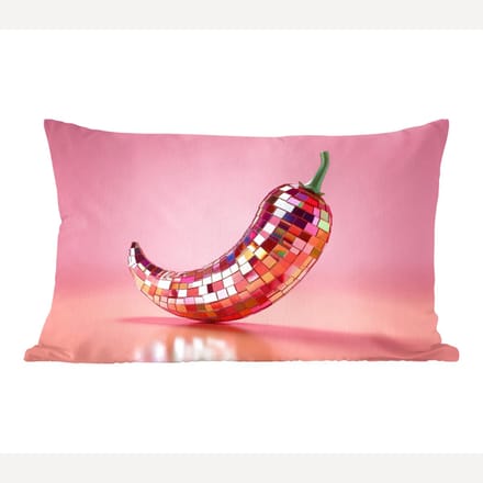 Sierkussens - Kussentjes Woonkamer - 60x40 cm - Peper - Disco - Rood - Glitter