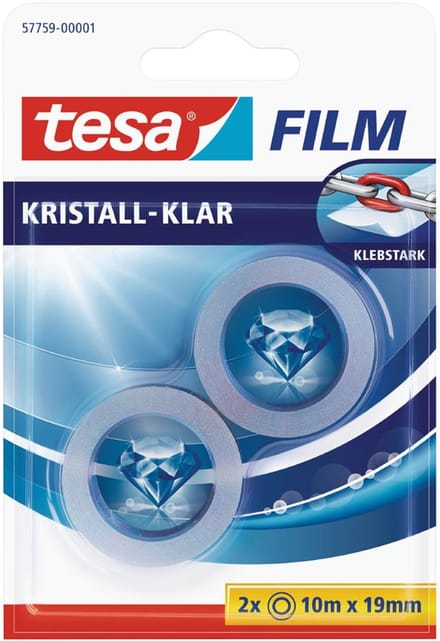 Tesa Plakband Kristalhelder, 2 Rollen, 19 mm x 10 m