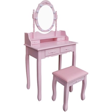 HOME DELUXE Make-up tafel met kruk Rosy (Lichtroze)