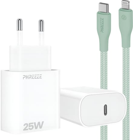 25w power adapter geschikt voor iPhone 14 13 12 11 - Snellader met usb C poort met oplaadkabel 1m