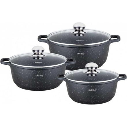Kinghoff 1606 - Braadpannen set - 6 delig - marmeren coating