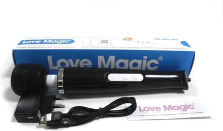 Love magic® Wand 20 standen Vibrator USB oplaadbaar en 230 Volt. draadloos / wireless- Zwart