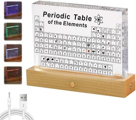 Periodiek Systeem Elementen Display - Acryl met 83 Echte Monsters en LED Verlichting