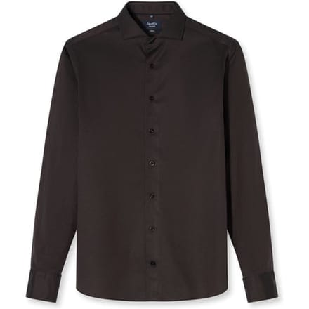 OLYMP Signature Casual Overhemd, Tailored Fit, Cutaway, Bruin