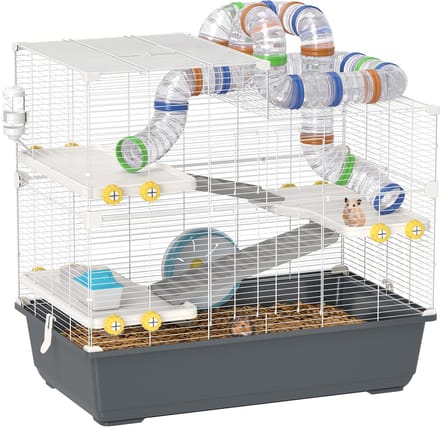 PawHut-Hamsterkäfig-Metall, Kunststoff-78L x 45B x 73H cm-Grau