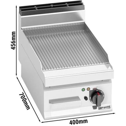 GGM Gastro Elektro Bratplatte - 4,8 kW - Gerillt Zilver
