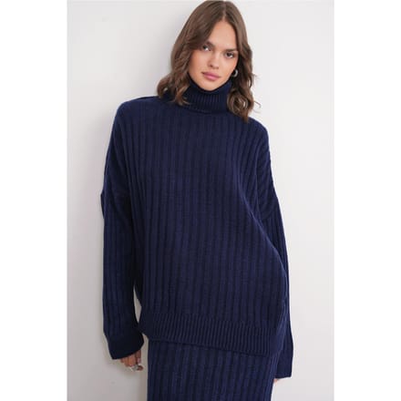 Oversized Ribbels Turtleneck Trui