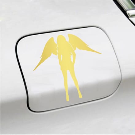 Bumpersticker - Dame Engel - 13 X 14 - Goud