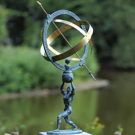 Tuinbeeld - bronzen beeld - Man met zonnewijzer - Bronzartes - 70 cm hoog