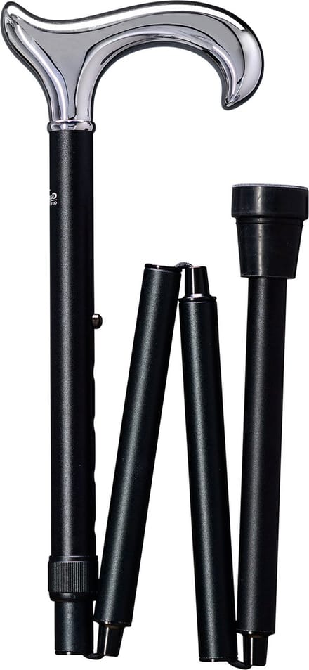 Gastrock - Wandelstok - Opvouwbaar - CHROOM "DELUXE " verstelbaar 88 - 98 cm