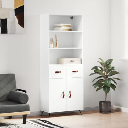 vidaXL - Hoge - kast - 69,5x34x180 - cm - bewerkt - hout - wit