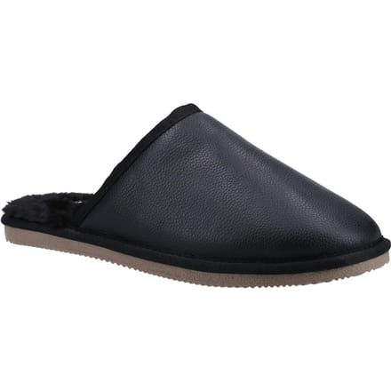 Hush Puppies Heren Coady Leren Slippers (Zwart)