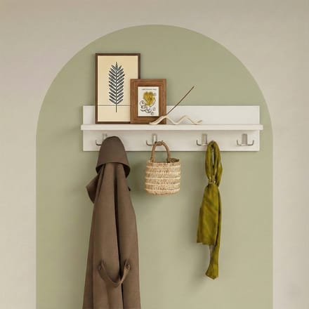 LUNOR® Leon - Kapstok - Wandkapstok- 4x2 haken - Wit - 60 cm