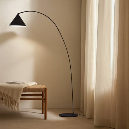 Lindby - vloerlamp - 1licht - Metaal - H: 195 cm - E27 - zwart, wit