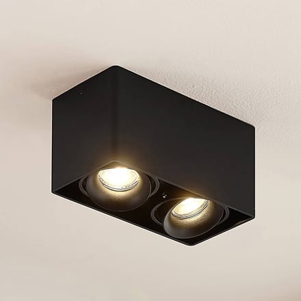 Arcchio - plafondlamp - 2lichts - Aluminium - H: 9.4 cm - GU10 - zwart