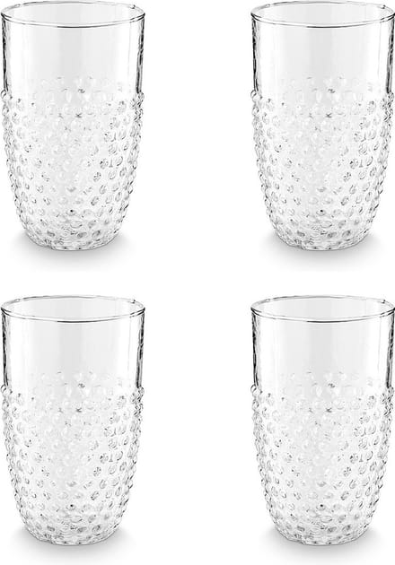 vtwonen Longdrinkglazen Dots - Glazen - Set van 4 Drinkglazen - Servies - 400 ml