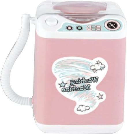 Mini Wasmachine - Make-up reiniger - Cosmetica schoonmaken - Simuleert echt apparaat - 8x8x10.5 cm - Wit