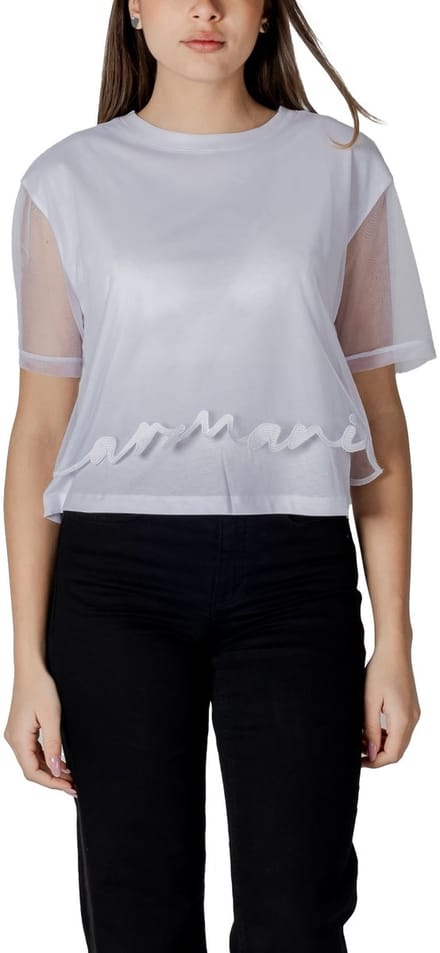 Mesh Panel TShirt Casual Top Wo - White Shirts
