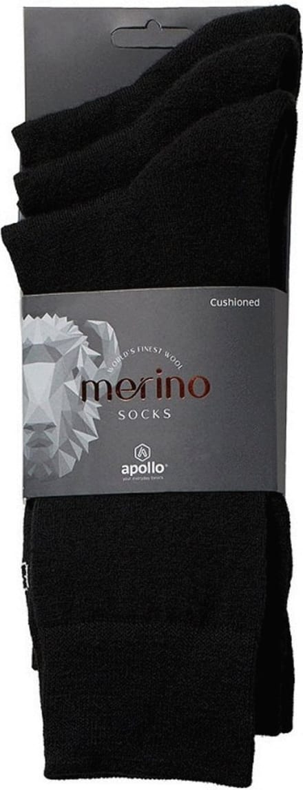 Apollo Sokken Wol/Terry 3-Pack Zwart - Sokken - 39-42