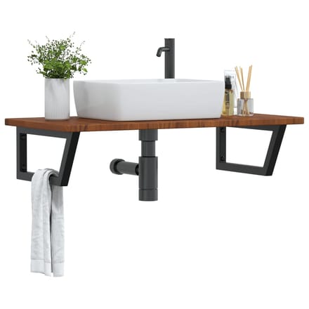 vidaXL - Badkamer - wandschap - staal - en - massief - eikenhout
