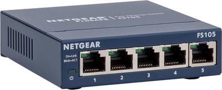 Netwerk Switch - Ethernet Hub LAN Switch - Netwerk Uitbreiding - Ventilatorloos Ontwerp - 5 Poorten - Blauw