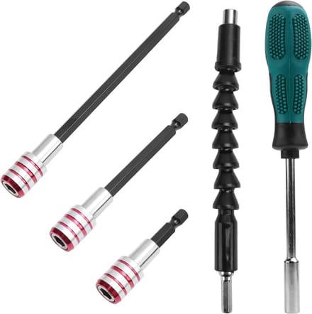 Schroevendraaier Accessoires - Bithouder Set - Klus Werkzaamheden - Flexibele Schacht - 3 Delig - Zilver