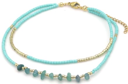 Enkelband Glaskralen Gelaagd – Blauw – Kunststof