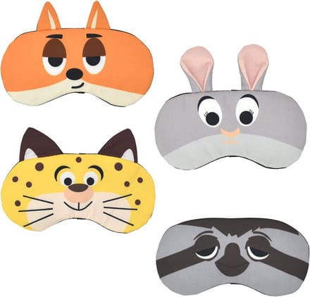 Slaapmasker Set - Oogmasker Dier - Reizen en Rust - Verstelbare Band - 4 Stuks - Multicolor