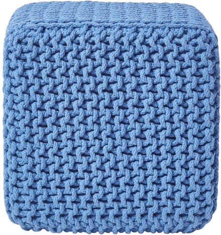 Homescapes Gebreide zitkubus 100% katoen, blauw