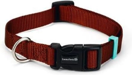 Nylon halsband Uni lichtbruin 20-30x10