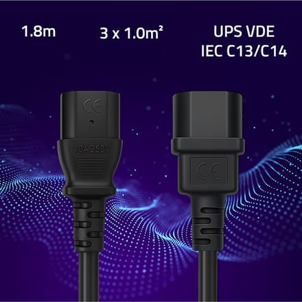Qoltec IEC C13/C14 verlengkabel voor stroomvoorziening |   3x1,0 mm² |   1,8 miljoen