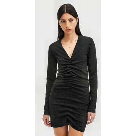 AllSaints Alya Ruche Dress Black Maat: 2 | Mini Jurken Outlet | Dames | Zwart