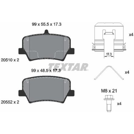 Remblokset TEXTAR 2051001, achter