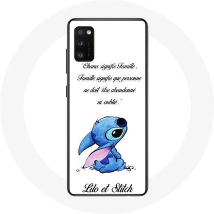 Samsung Galaxy A41 Hoesje Lilo en Stitch Ohana Quote Wit