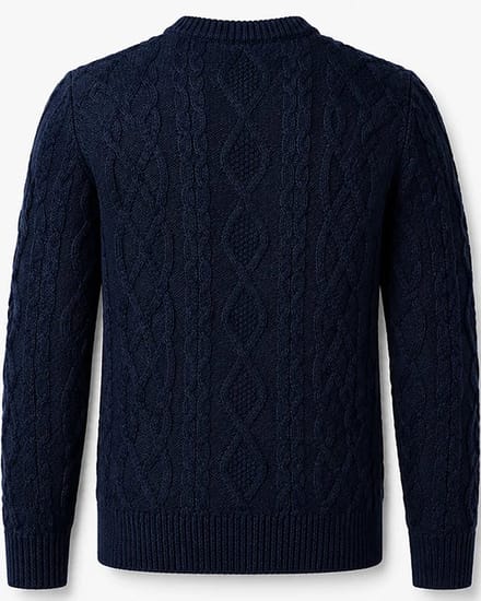 Noorse kabel trui - grof gebreid - 100% scheerwol - donkerblauw