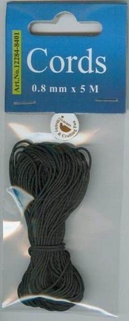Shamballa koord zwart 0.8 milimeter x 5 m 12284-8401