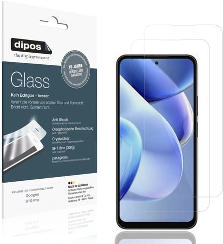 dipos – 2x Pantserfolie geschikt voor Doogee B10 Pro | 9H Screenprotector
