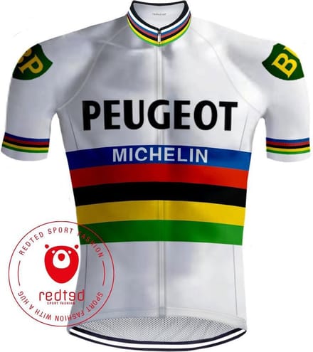Retro Wielershirt Peugeot Regenboog - REDTED - XL
