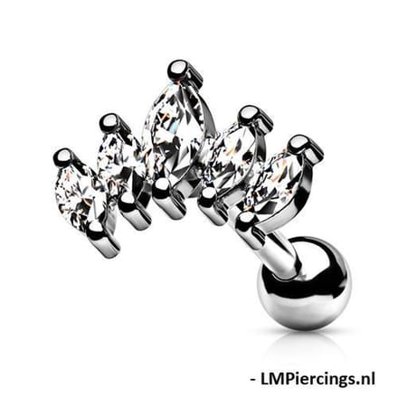 Piercing Graduated prong-set - 1.2x6 - zilver - LMPiercings