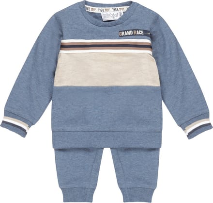 Dirkje-Boys 2 pce babysuit-Blue melee - Maat 80