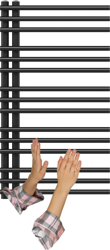 Granitan Handdoekradiator Milo - 90x50cm - Zwart - Ladderdesign - Badkamer Verwarming - CV Radiator
