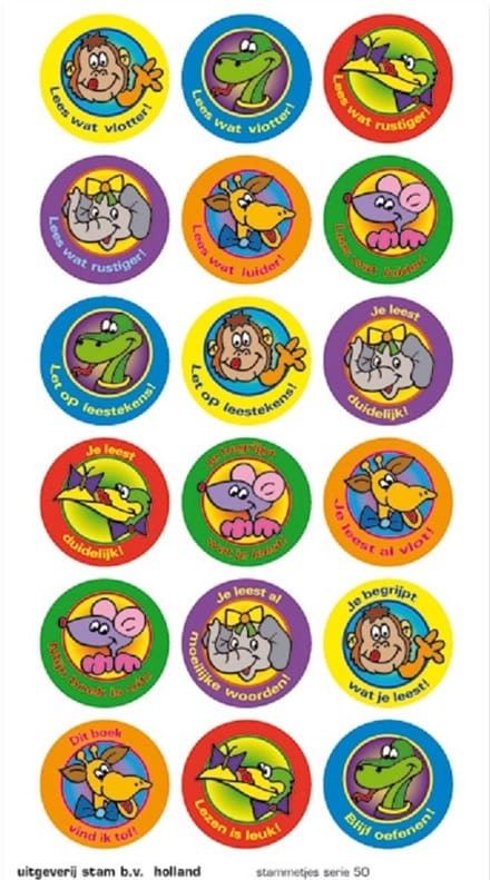 BELONINGSSTICKERS STAM LEESSTICKERS