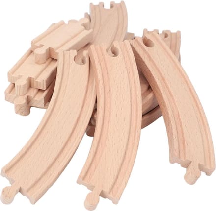 Houten Treinbaan - Spoorbaan Set - Creatief Spelen - Beech Hout - 23 x 19 x 4 cm - Natuurlijk