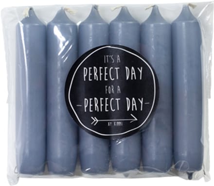 Rustik Lys cadeau dinerkaarsen in de kleur Steelblue 12 cm set van 6 stuks