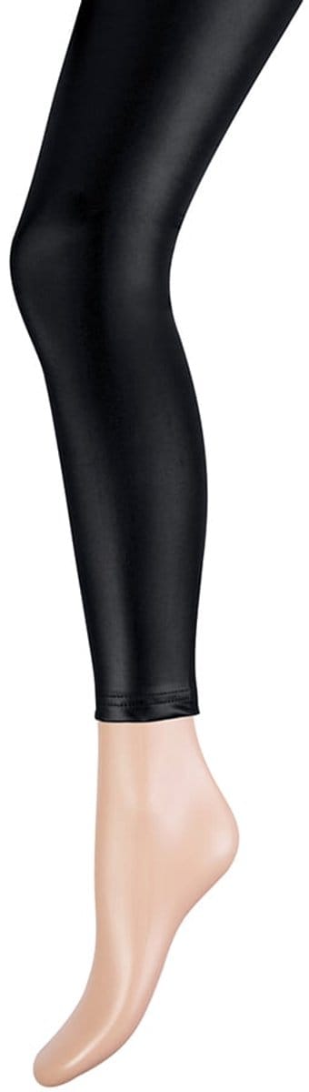 Yellow Moon Zwarte Leather Look meisjes legging maat 110/116