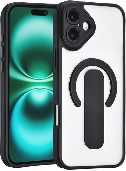 TUNIQ Anti-shock Back cover voor iPhone 16 Plus - Ingebouwde Ringstand - Zwart